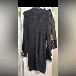 Old Navy Charcoal Knit Long Sleeve Dress